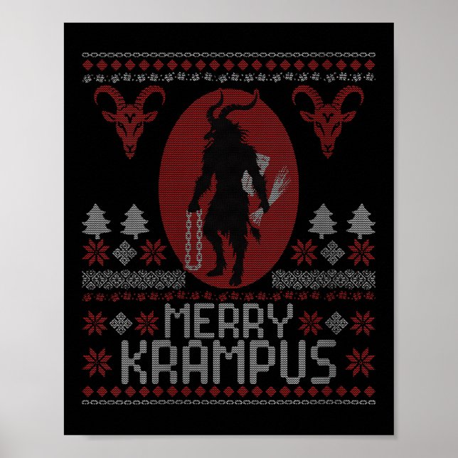 Poster Womens Merry Krampus Horror Creepy Evil Funny Ugly (Frente)