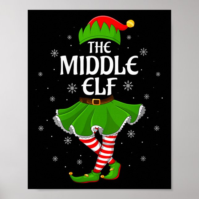 Poster Womens Middle Elf Christmas Family Girls Women Elf (Frente)