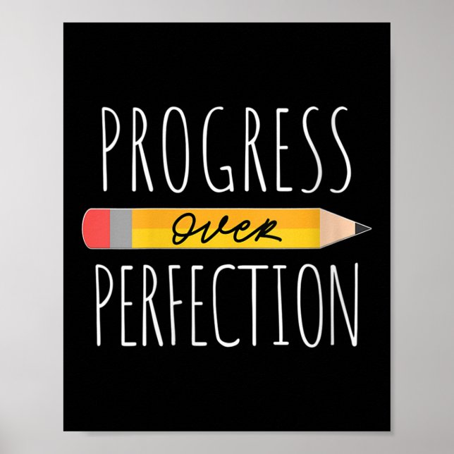 Poster Womens Motivational Progress Over Perfection Back  (Frente)