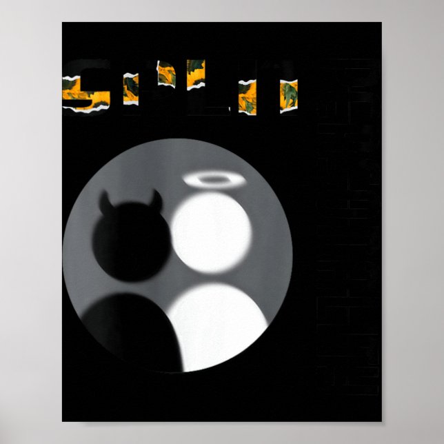 Poster Womens New Split Ity Cool Angel Devil V-neck  (Frente)