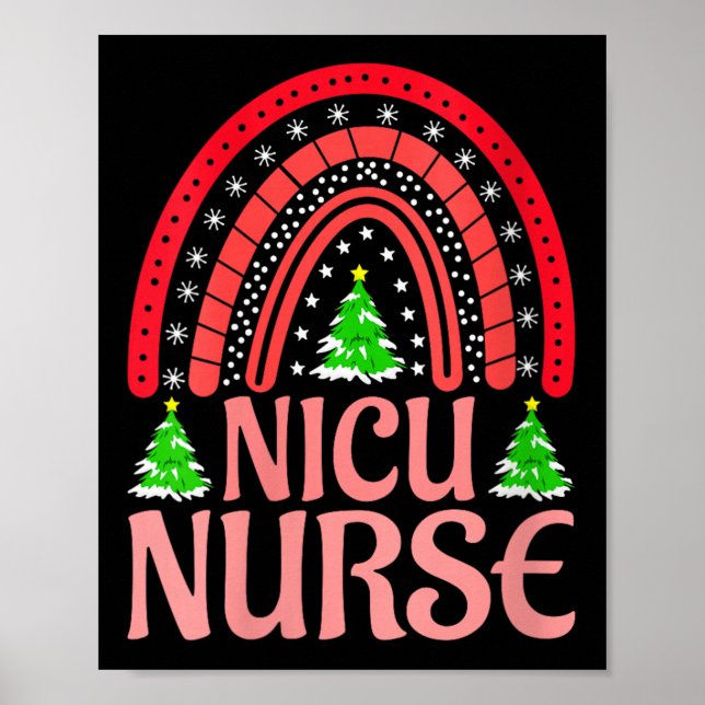 Poster Womens Nicu Nurse Christmas Crew Nurselife Nursing (Frente)