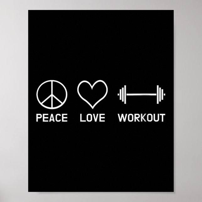 Poster Womens Peace Love Workout Motivational Fitness Say (Frente)