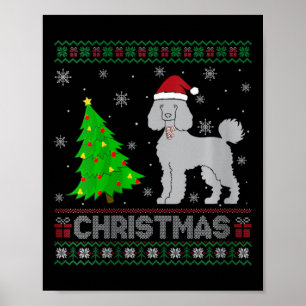 Poster Womens Poodle Dog Xmas Tree Iluminando Febre Chris