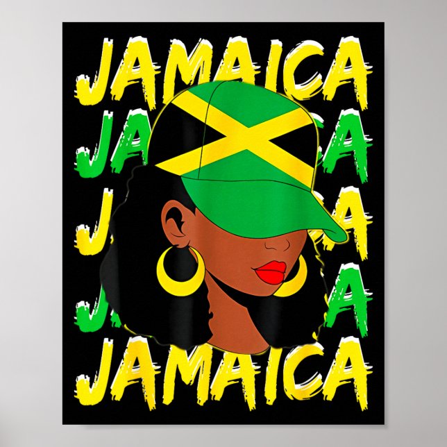 Poster Womens Proud Jamaican Afro Black Woman Jamaica Fla (Frente)
