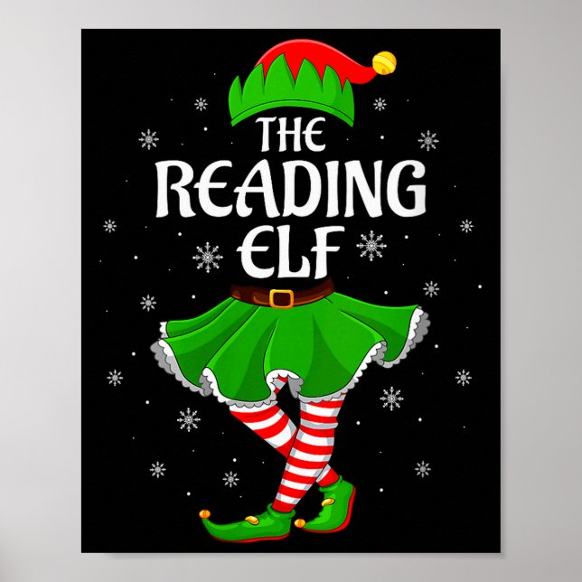 Poster Womens Reading Elf Christmas Family Girls Women El (Frente)