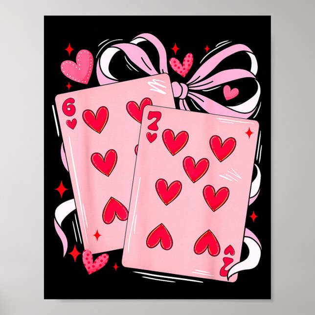 Poster Womens Retro Six Seven 67 Meme Valentines Day Play (Frente)