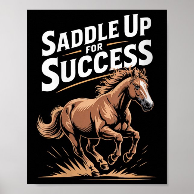 Poster Womens Saddle Up For Success Motivational Horse Ri (Frente)