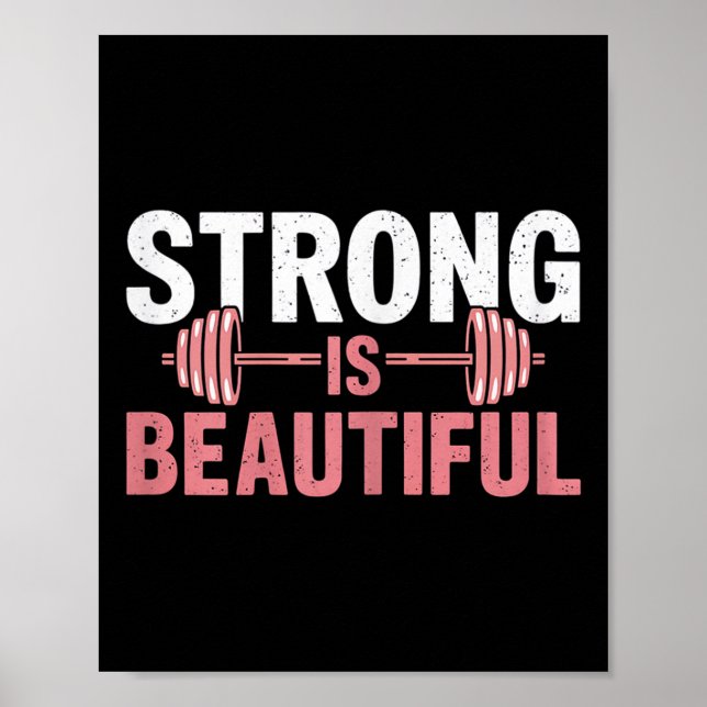 Poster Womens Strong Is Beautiful Gym Fitness Motivationa (Frente)
