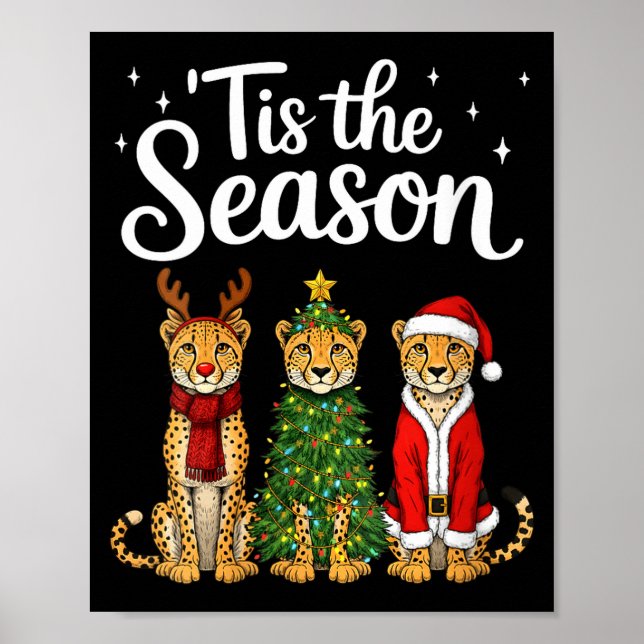 Poster Womens Tis The Season Cheetah Christmas Santa Safa (Frente)