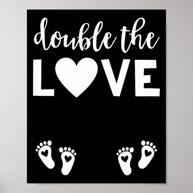 Poster Womens Valentines Day Twin Pregnancy Announcemen V (Frente)