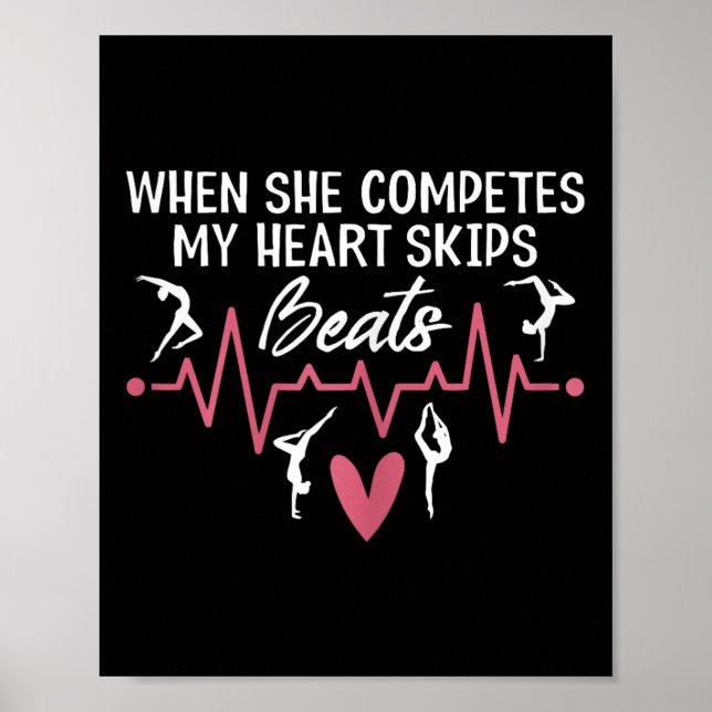 Poster Womens When She Competes My Heart Skips Beats Prou (Frente)
