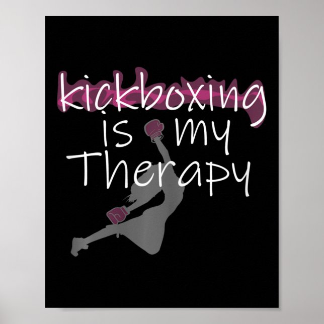 Poster Womens Womens Kickboxing Is My Therapy , Kickboxin (Frente)