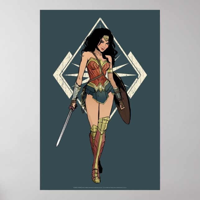 Pôster Wonder Woman With Sword Comic Art (Frente)