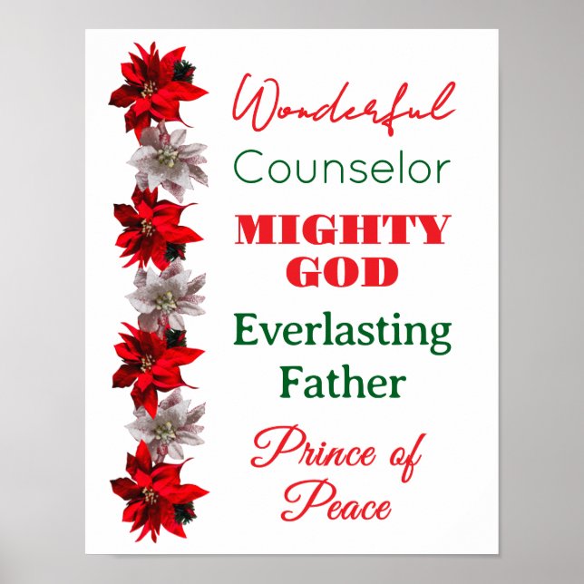 Poster Wonderful Counselor Names of Jesus Christmas (Frente)