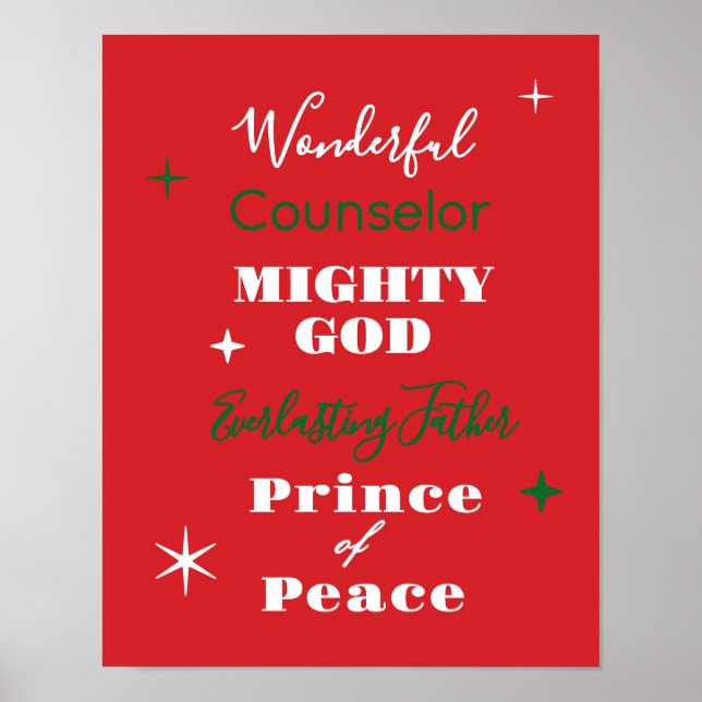 Poster Wonderful Counselor Names of Jesus Christmas (Frente)