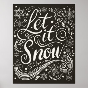 Poster Wonderland Chalkboard De Inverno Deixa-A Neve