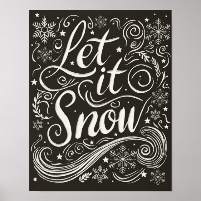 Poster Wonderland Chalkboard De Inverno Deixa-A Neve (Frente)