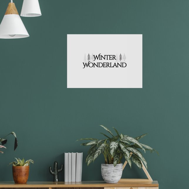 Poster Wonderland de inverno - Texto Elegante e Pinheiros (Sala de Estar 1)
