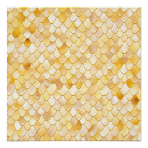 Pôster Wonky Watercolor Dourado Glitter Metal Scales de S