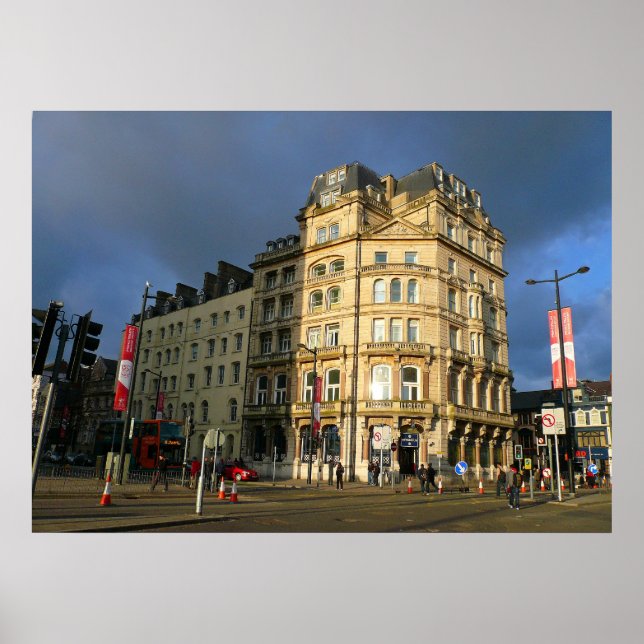 Poster Wood Street, Cardiff, Gales (Frente)