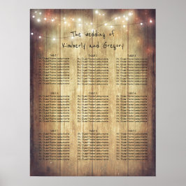 Pôster Wood String Lights Rustic Wedating Chart