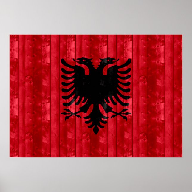 Pôster Wooden Albanian Flag (Frente)
