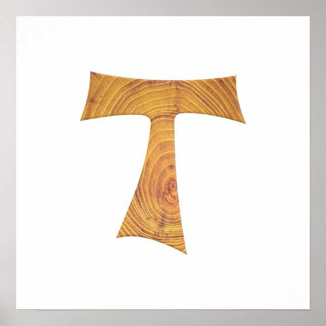 Poster Wooden Look Franciscan Tau Cross (Frente)