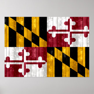 Poster Wooden Marylander Flag