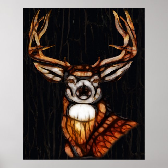 Poster Wooden Wood Deer Rustic Country Cabin Unique Art (Frente)