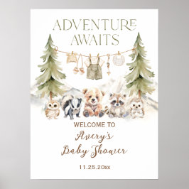 Poster Woodland Adventure Oh Boy Baby Shower