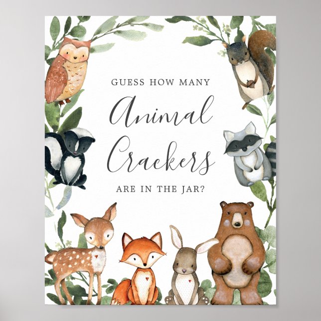 Poster Woodland Baby Adivinha Quantas Bolachas De Animais (Frente)