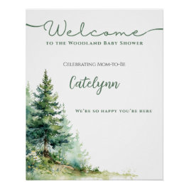 Pôster Woodland Baby Shower Welcome Sign • Neutral Forest