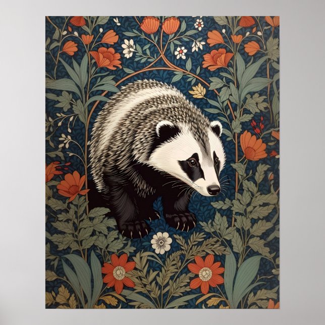 Poster Woodland Badger William Morris Inspirou (Frente)