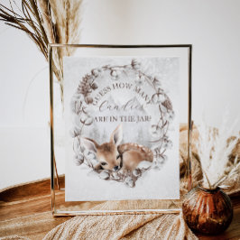 Poster Woodland Deer Winter Chá de fraldas Guess Game
