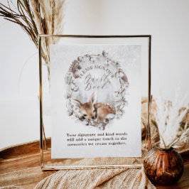Poster Woodland Deer Winter Chá de fraldas Guest Book