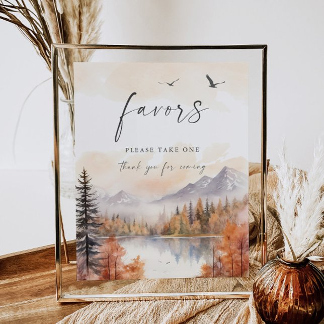 Poster Woodland Favor Sinal de Chá de fraldas Russo Casam (Criador carregado)