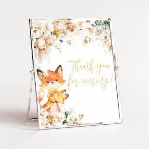 Poster Woodland Floral Fox Obrigado por vir