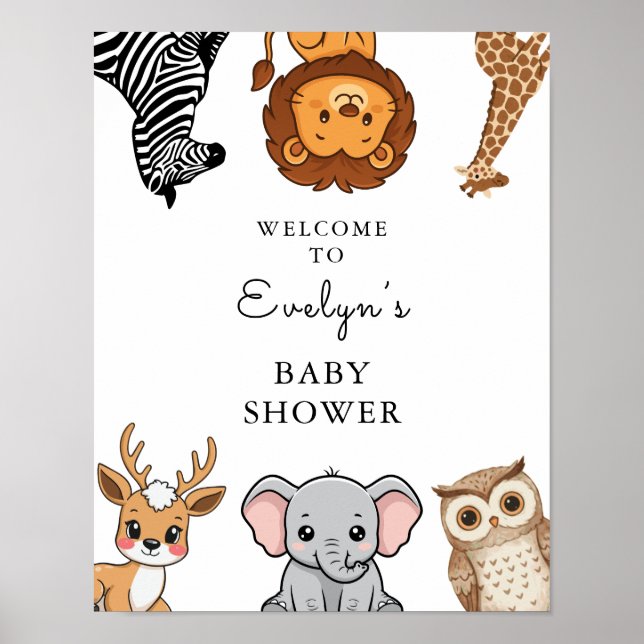 Poster Woodland Forest Animals Baby Shower (Frente)