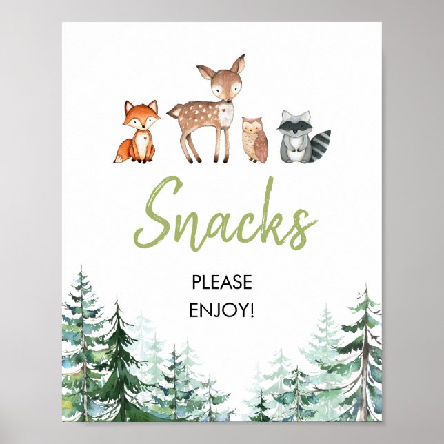 Poster Woodland Forest Oh Boy Chá de fraldas Snacks (Frente)