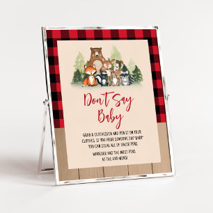 Poster Woodland Lumberjack Chá de fraldas Don't say Baby