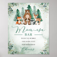 Woodland momosa bar sign animals Baby Shower