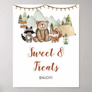 Poster Woodland One Happy Camper primeiro aniversario Swe