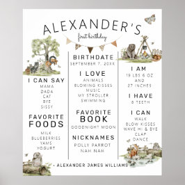 Poster Woodland Picnic | Marco do primeiro aniversario fl