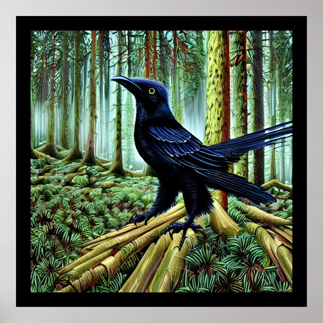 Poster Woodland Rustic Black Raven (Frente)