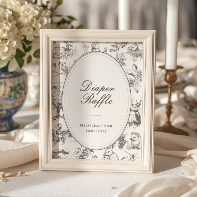 Poster Woodland Sketched Baby Shower Diaper Raffle (Criador carregado)