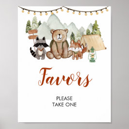 Poster Woodland Um Feliz Camper Primeiro Aniversário Favo