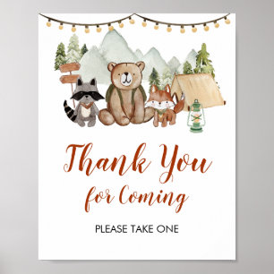 Poster Woodland Um Feliz Camper Primeiro Aniversário Obri