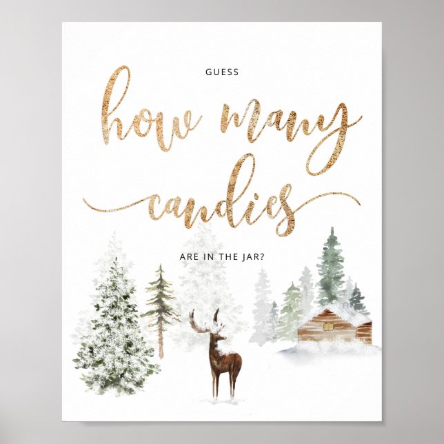 Poster Woodland veer adivinha quantos doces (Frente)