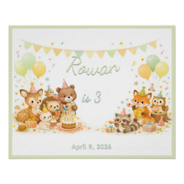 Pôster Woodland Wild Animals Forest Party Pastel Neutral
