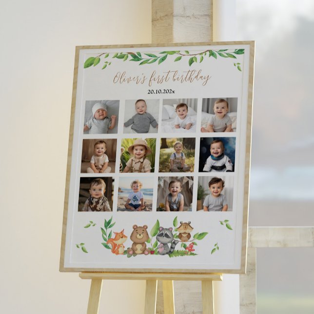 Poster Woodland Wild Um Primeiro Ano Foto Sinal de Marco (Criador carregado)